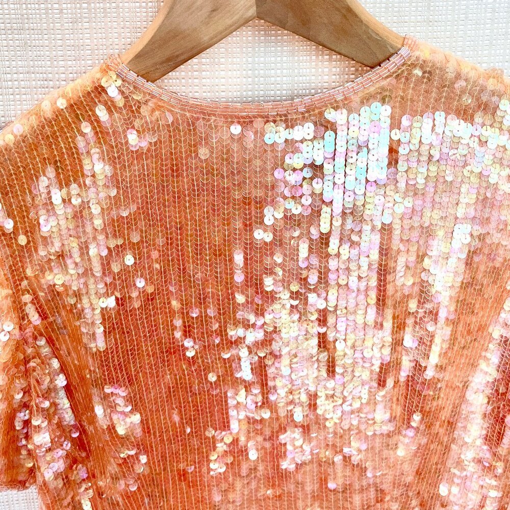 Vintage Rare Victor Costa Glamorous Sequins Beaded Top Glam 80s Sequins 24/7 - Picture 7 of 16